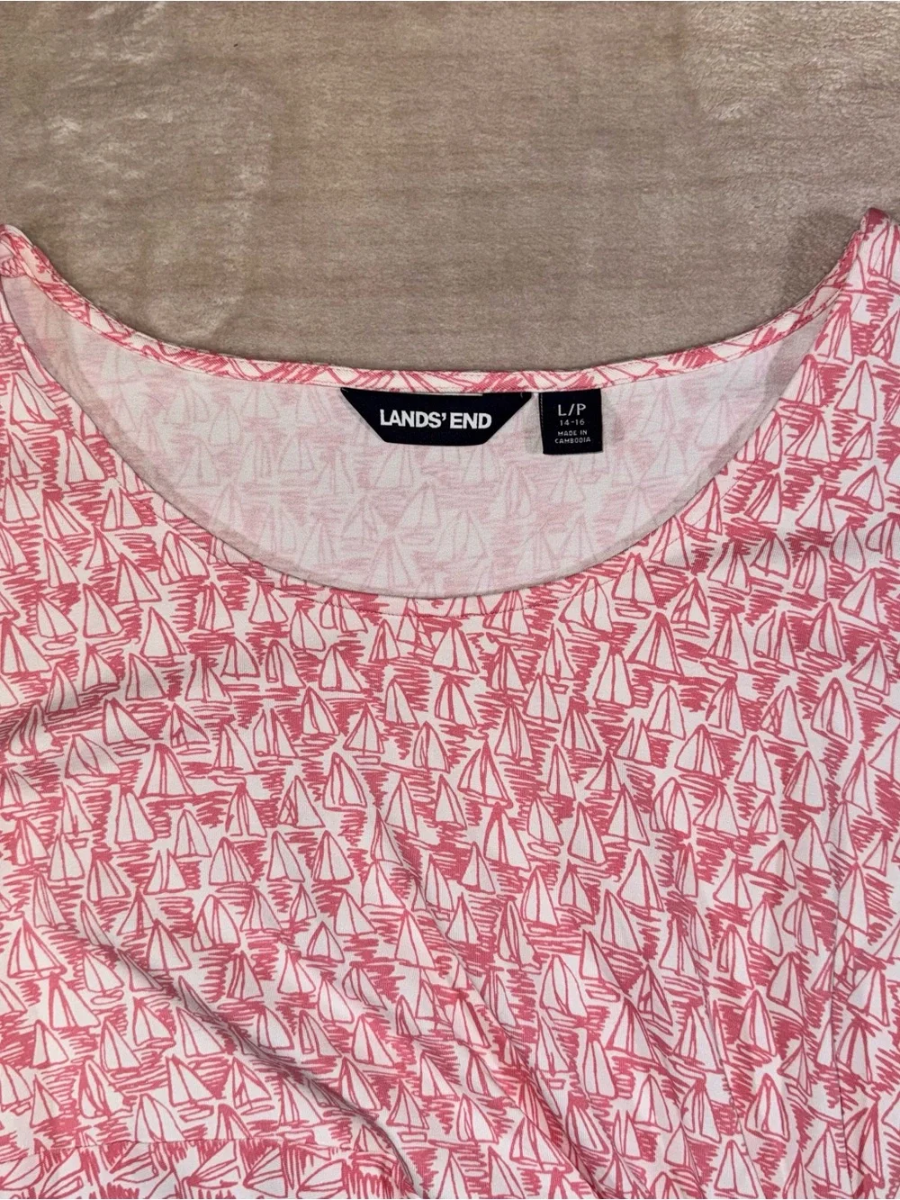 Lands' End Pink and White Knot-Front Midi Dress